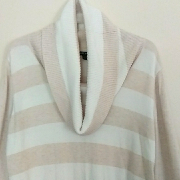 Apt 9 Wide Striped White/Beige Cowl Neck Pullover Sweater SZ L - Picture 2 of 9